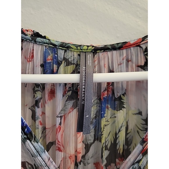 Anthropologie The Marais Printed Chiffon Maxi Dress Womens L Floral Boho Maxi - Picture 3 of 12